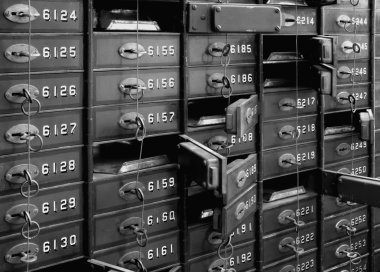 Deposit boxes of a bank clipart