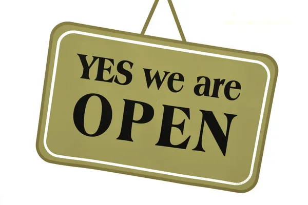 Yes we are open — Stock Photo, Image