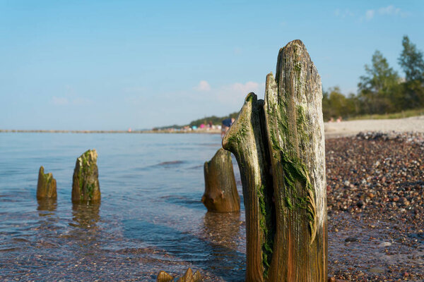   Волна на пляже Кребжега на польском побережье Балтики                             