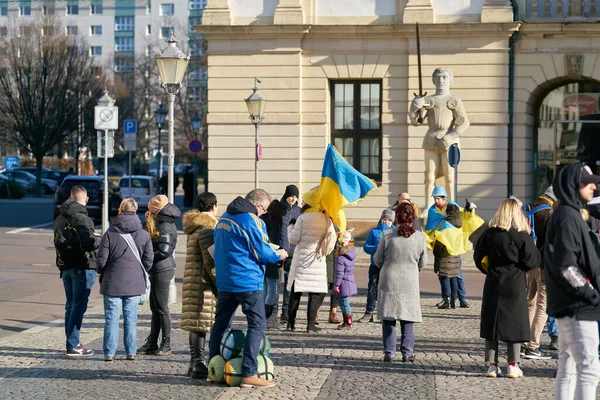 Магдебург Німеччина Лютого 2022 Демонстрація Проти Путіна Вторгнення Російських Військ — стокове фото