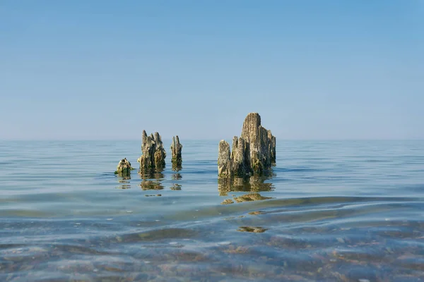 Rompeolas Playa Kolobrzeg Costa Báltica Polaca —  Fotos de Stock