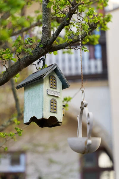 Wooden Bird House Decoration Tree Garden — Photo