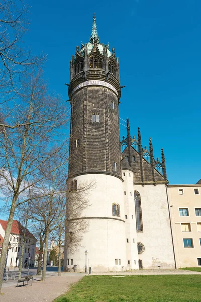 Eski Wittenberg Kasabasındaki Castle Church Schlosskirche Almanya Reform Başlangıç Noktası — Stok fotoğraf