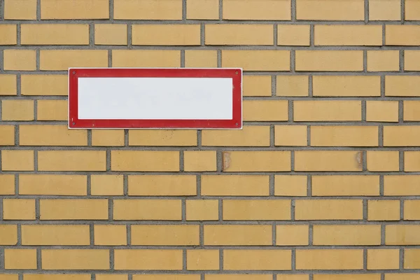 Blank White Sign Text Free Space Brick Wall — Stock fotografie