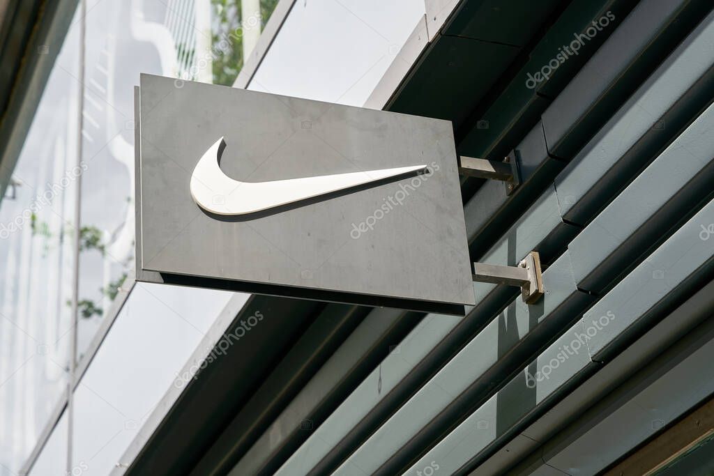 Berlin, Germany  May 26, 2022: Store of the sporting goods manufacturer Nike on the Kurfuerstendamm in Berlin