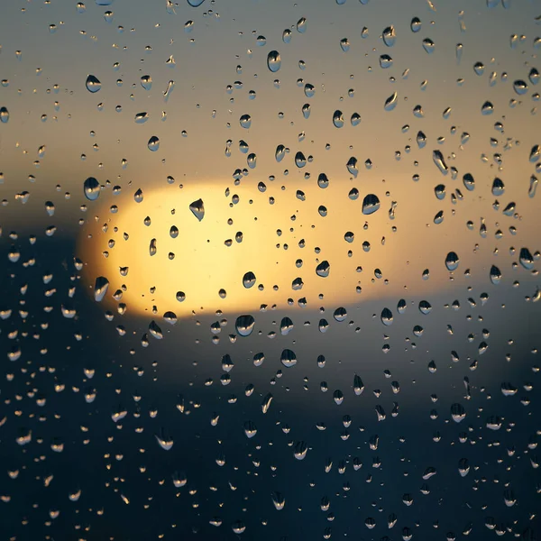 Raindrops Window Pane Rain Sunset — Zdjęcie stockowe