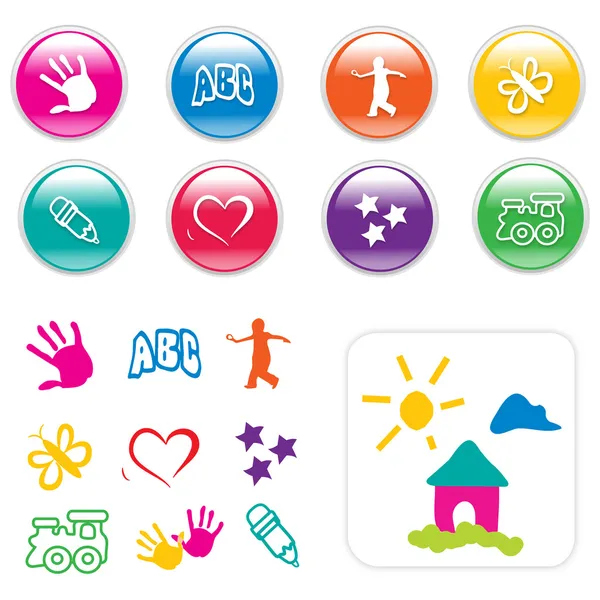 Kinderen Iconset & Cliparts — Stockvector