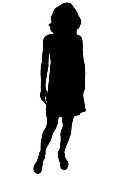 Mulher no vestido silhueta — Vetor de Stock
