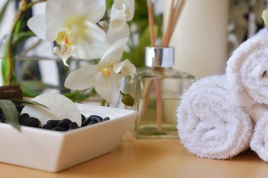 ahşap üzerine Spa ayarı