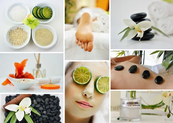 Wellness massage gezicht collage — Stockfoto