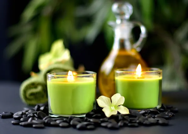 Spa Rocks & Candles — Stock Photo, Image