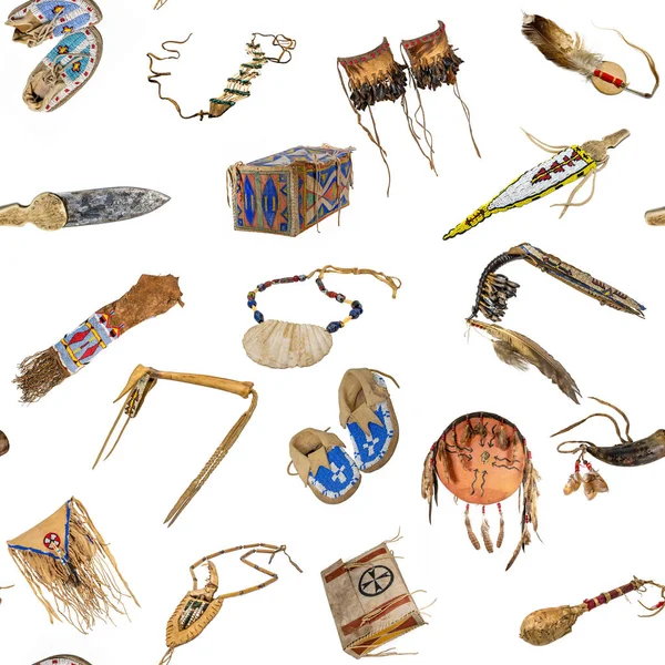 Textura Vytvořená Obrázků Předmětů Patřících Severoamerickým Indiánům Siouxům Lakota — Stock fotografie