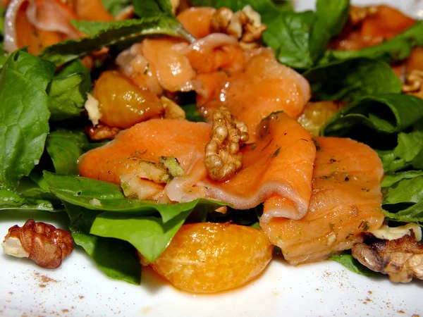 Salad with a red fish — Stock Photo, Image