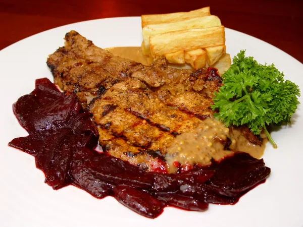 Stake potato and liver — Stock Photo, Image