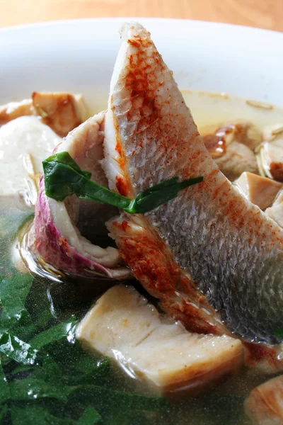 Soup with a fish and mushrooms — Stock Photo, Image