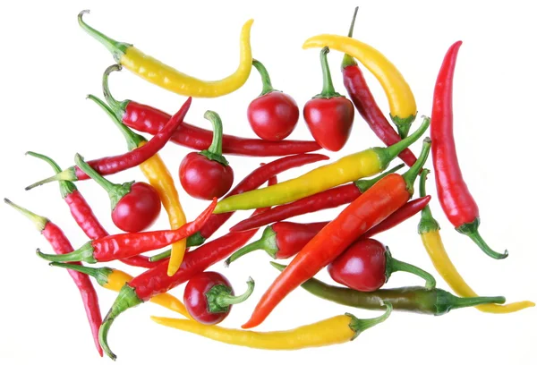 Color chili pepper set on white background — Stock Photo, Image