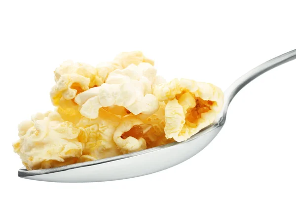 Popcorn in spoon — Stock Photo, Image