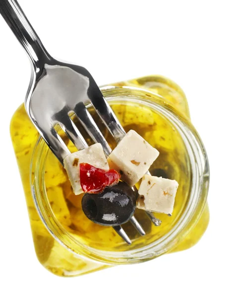 Feta kaas met olijfolie — Stockfoto
