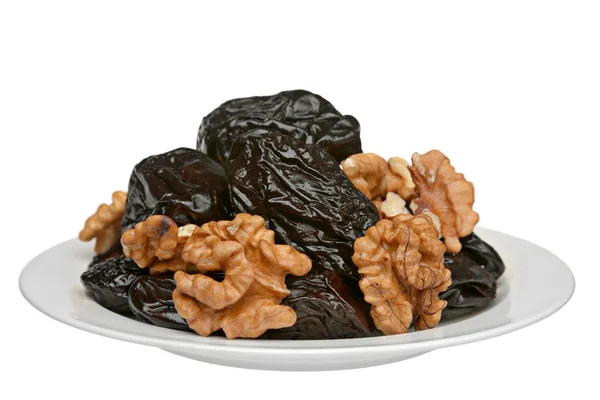 Dry prune and walnut — Stock Photo, Image