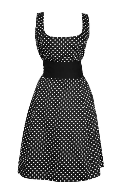 Frau schwarzes Kleid in weißer Runde — Stockfoto