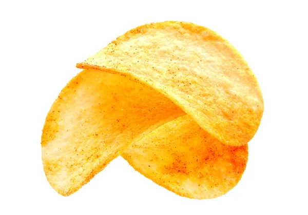 Potato chips op wit — Stockfoto