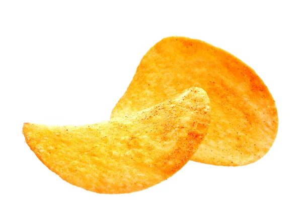 Potatischips på vit — Stockfoto