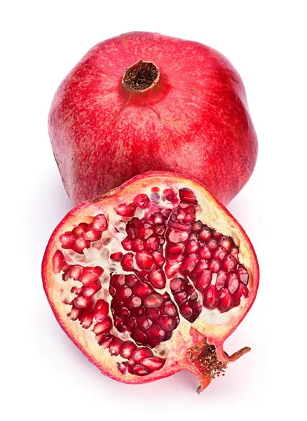 Ρόδι φρούτων closeup σε άσπρο φόντο Εικόνα Αρχείου