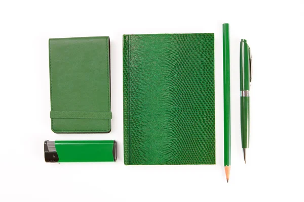 Conjunto verde de papelería — Foto de Stock