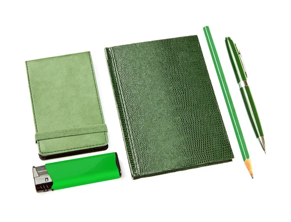 Conjunto verde de papelería — Foto de Stock