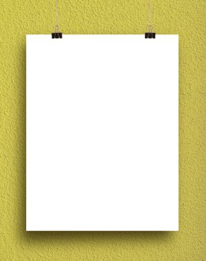 Sarı bir duvar kağıdı kartı노란색 벽에 종이 카드.