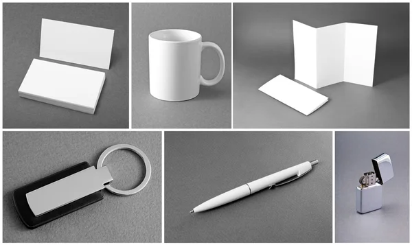 Set blanco de papelería sobre fondo gris . —  Fotos de Stock