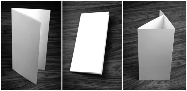 Blank white folding paper flyer — Stock Photo, Image