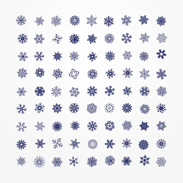 Vektor Weihnachtsset Aus Hellblauen Schneeflocken Und Sternen — Stockvektor