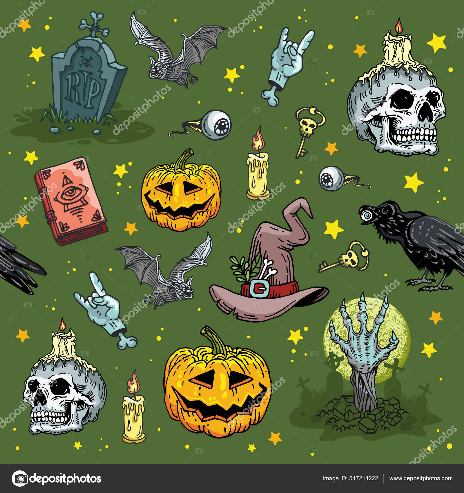 Halloween, rosto, silueta, adesivo, assustador, halloween, abóboras, ícone,  jogo, vetorial, ilustração