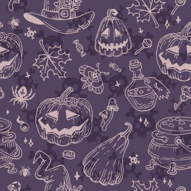 Cadılar Bayramı karalamaları seti. Cadılar Bayramı ve okült için dekorasyon.