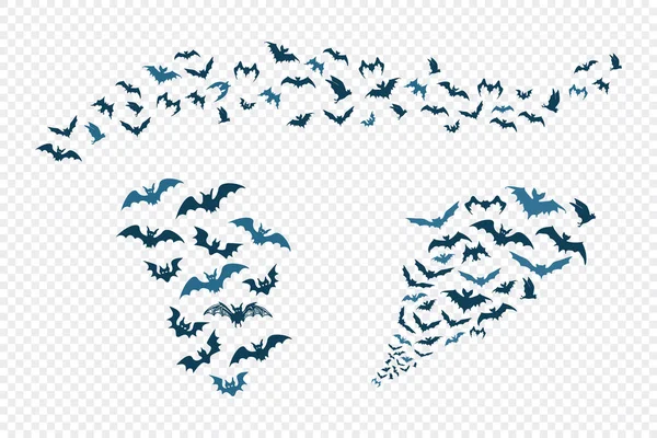 Halloween Black Bat Icon Set Bats Silhouettes Halloween Symbol — Stock Vector
