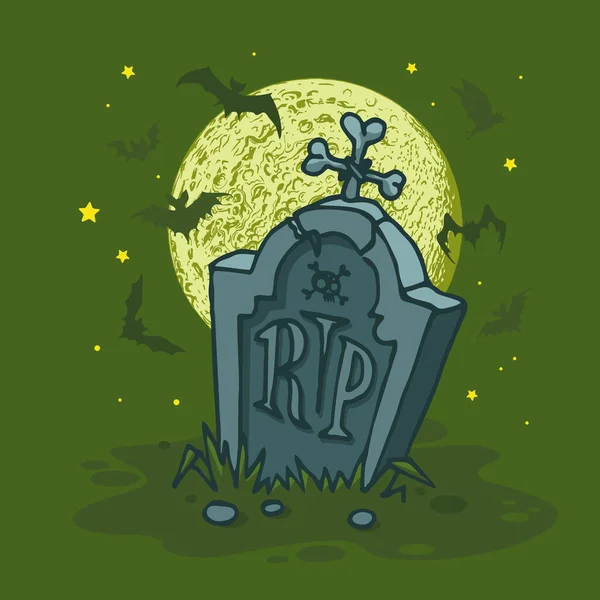 Happy Halloween Creepy Forest Horror Night Graveyard — Stock Vector