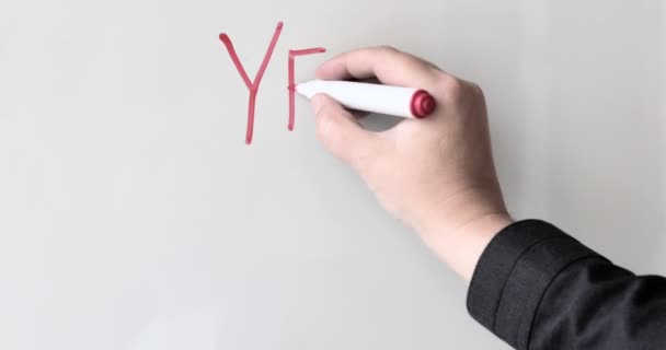 Hand Writing Words Yes You Can White Blackboard — Stock Video