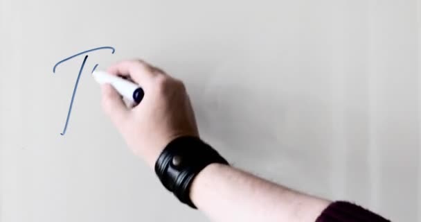 Mão Escrevendo Palavras Obrigado Quadro Negro Branco — Vídeo de Stock