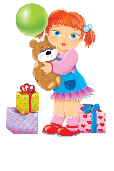 hediyeleri ile küçük kız