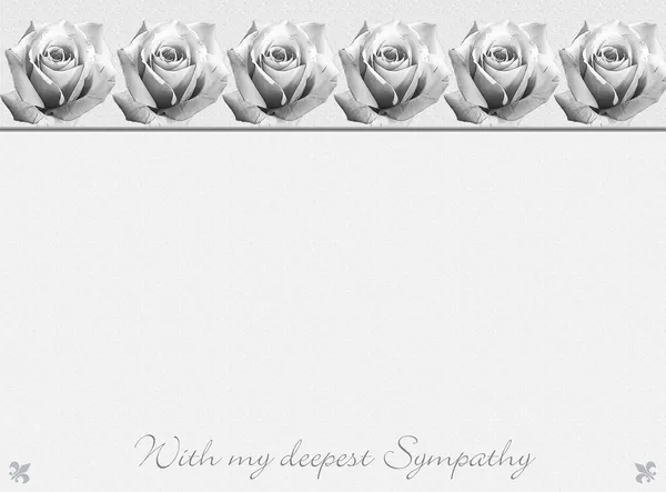 Sympathy card design with ornamental rose border in black and white — Stock Photo, Image