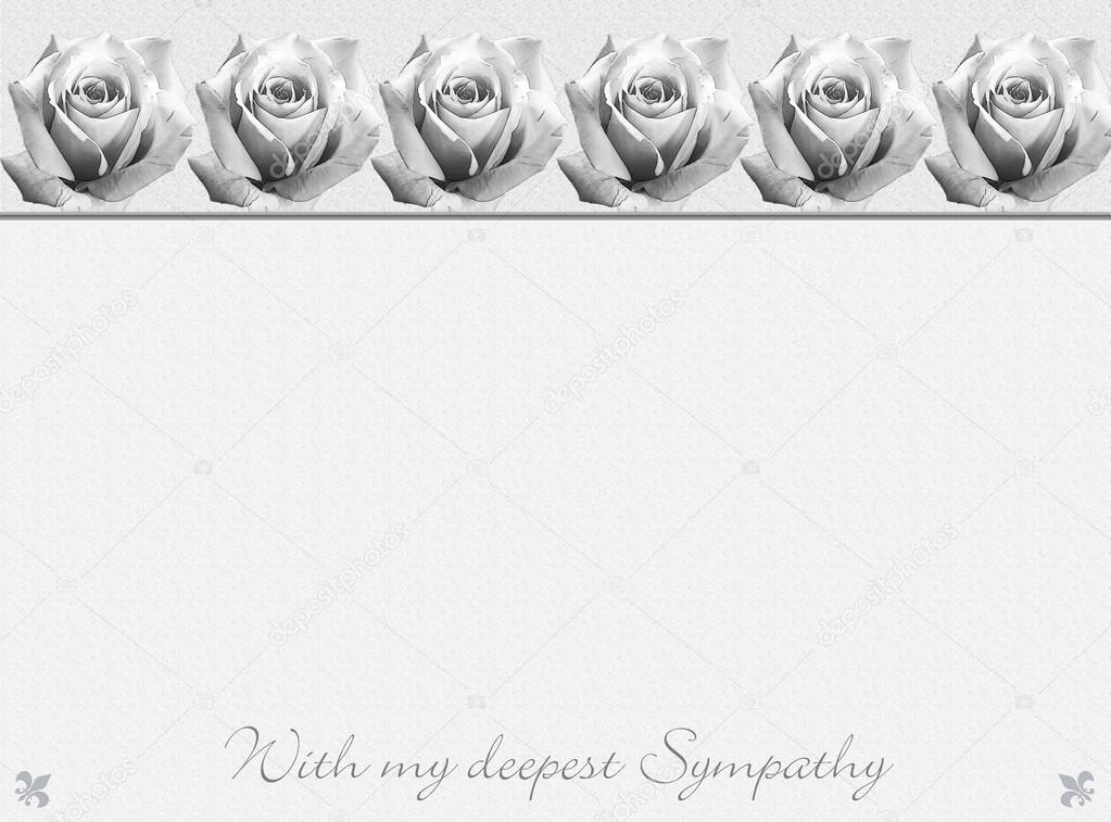 sympathy card design with ornamental rose border in black and white stock photo