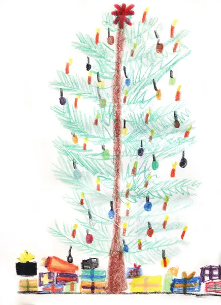 Albero di Natale - disegno per bambini — Foto Stock