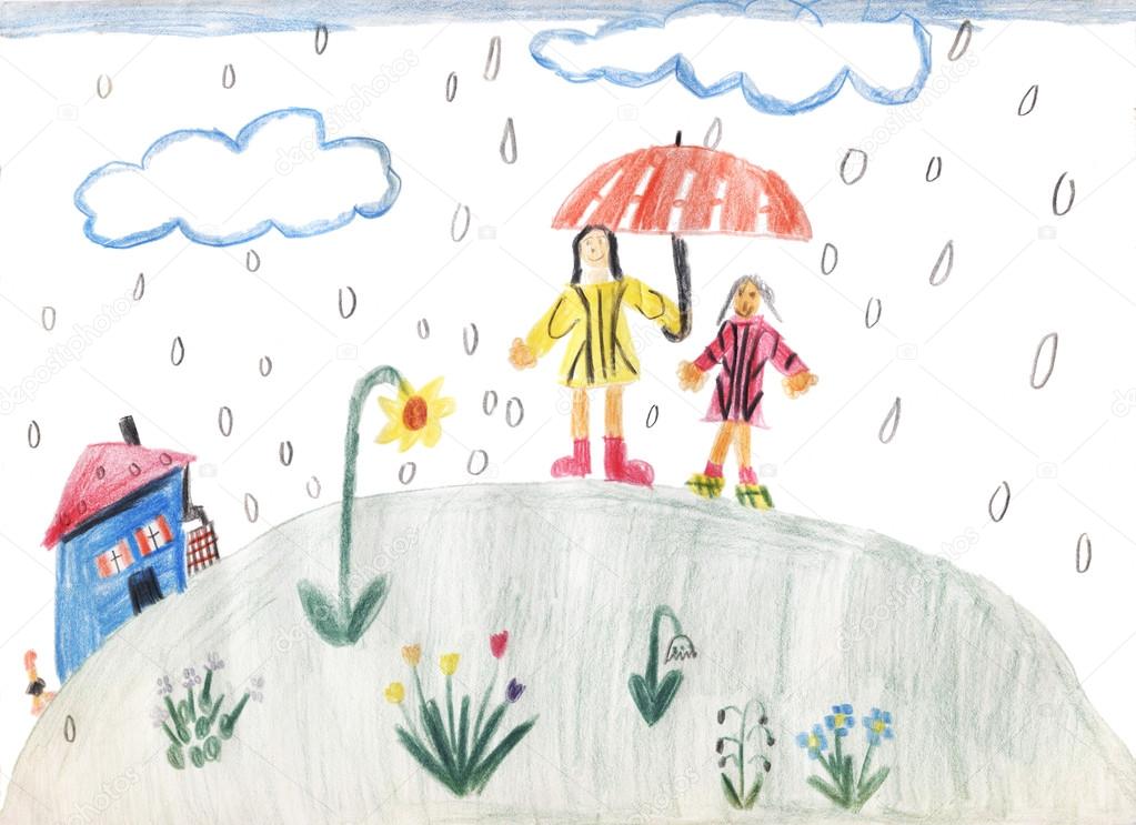 A rainy day - children painting