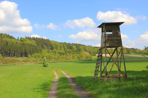 Hunters seat and pasture, german landscape — Stock Photo, Image