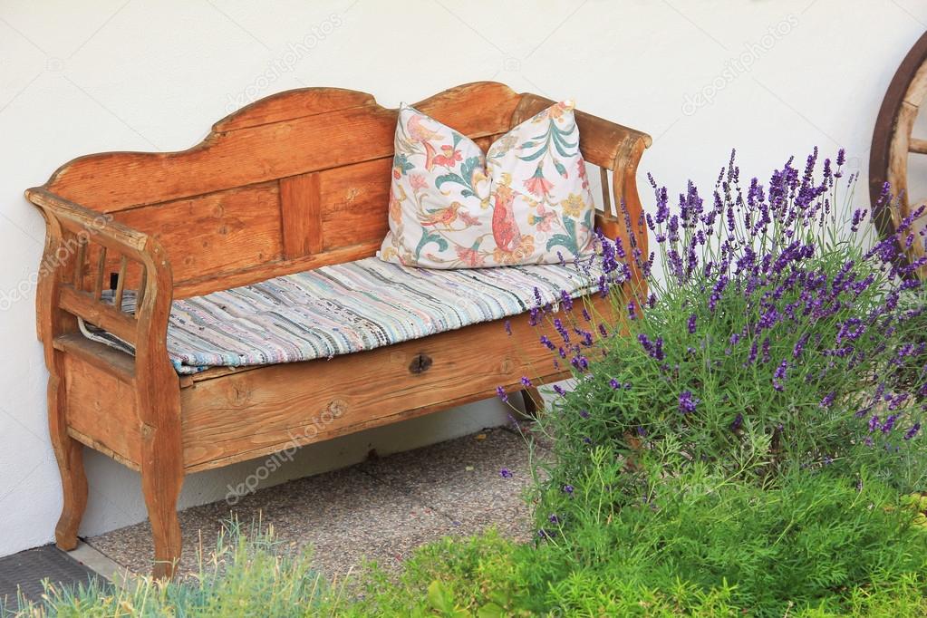 Hand crafted wooden settee, vintage style, bavarian furniture