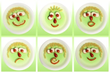 veggie karşısında farklı ruh halleri, Polietilen, erişte, domates biber