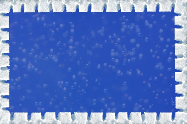 Зимняя рамка с порошковой границы снега и синий фон с bl — стоковое фото