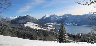 Göl schliersee, Bavyera kış manzarası