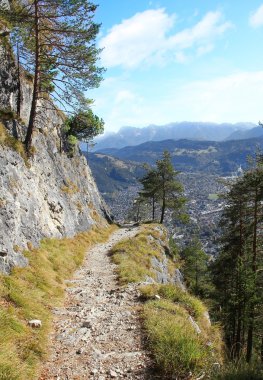 hiking trail with view to garmisch partenkirchen, germany clipart